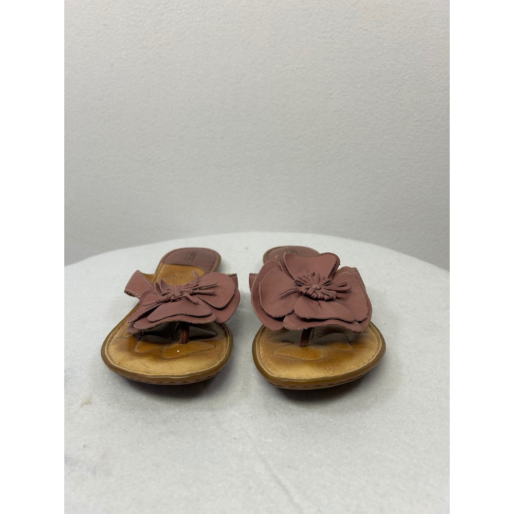 Boho Floral Born Womens 10 Dusty Rose Leather 3D Flower Thong Sandals W71921 - Picture 6 of 10